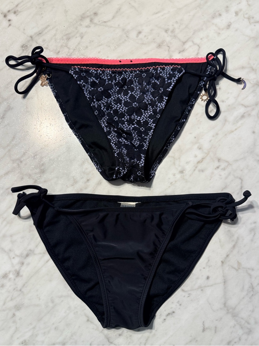 Black String Bikini Bottoms Bundle. 2 pairs sz Small Like New